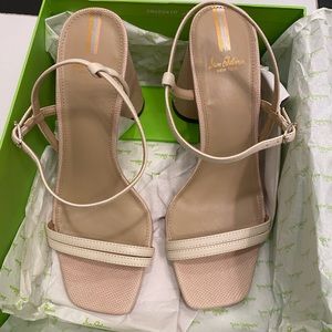 Sam Edelman Kit Ivory Leather Heel Sandal